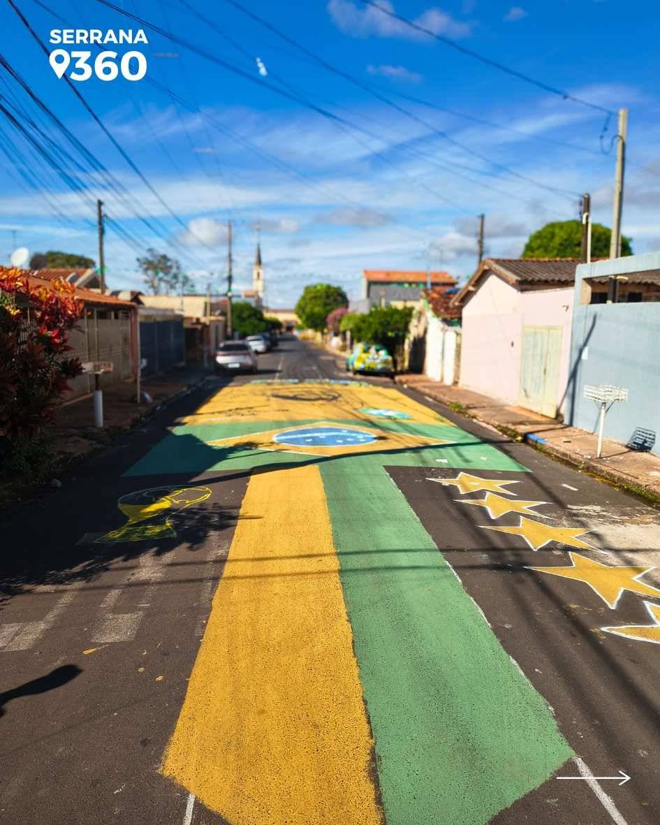 Ruas de Serrana ganham decoração verde e amarela em apoio à Seleção Brasileira