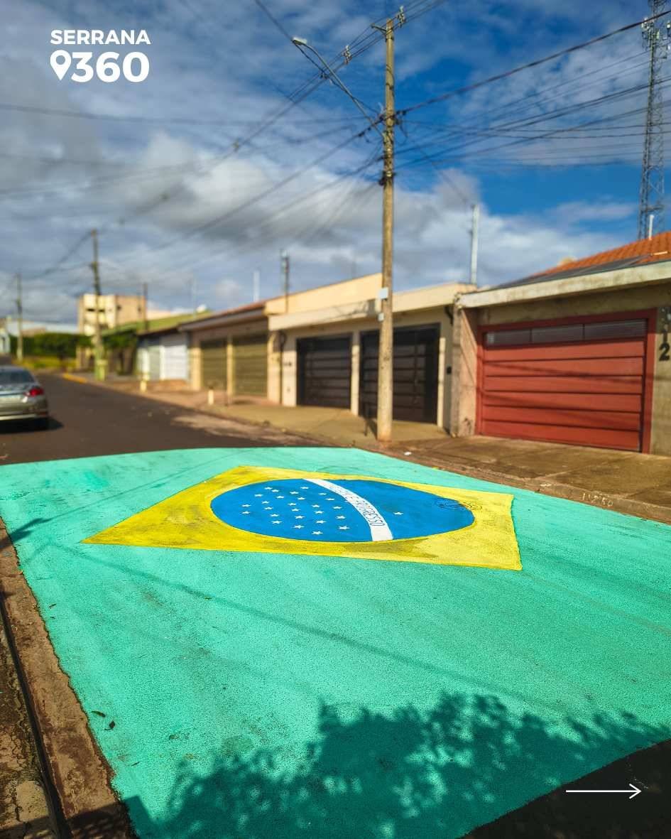 Ruas de Serrana ganham decoração verde e amarela em apoio à Seleção Brasileira
