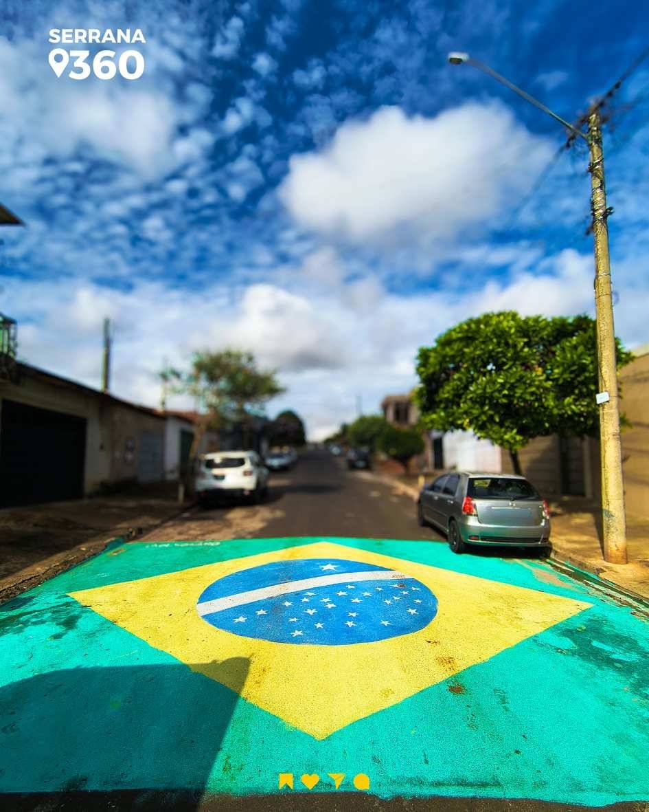 Ruas de Serrana ganham decoração verde e amarela em apoio à Seleção Brasileira