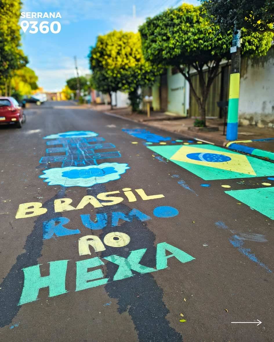 Ruas de Serrana ganham decoração verde e amarela em apoio à Seleção Brasileira
